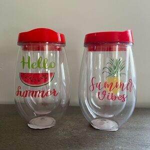 Plastic Summer Watermelon Pineapple Wine Tumbler Glasses